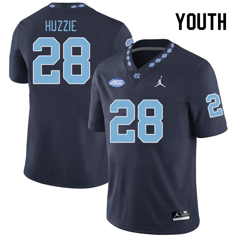 Youth #28 Alijah Huzzie North Carolina Tar Heels College Football Jerseys Stitched-Navy